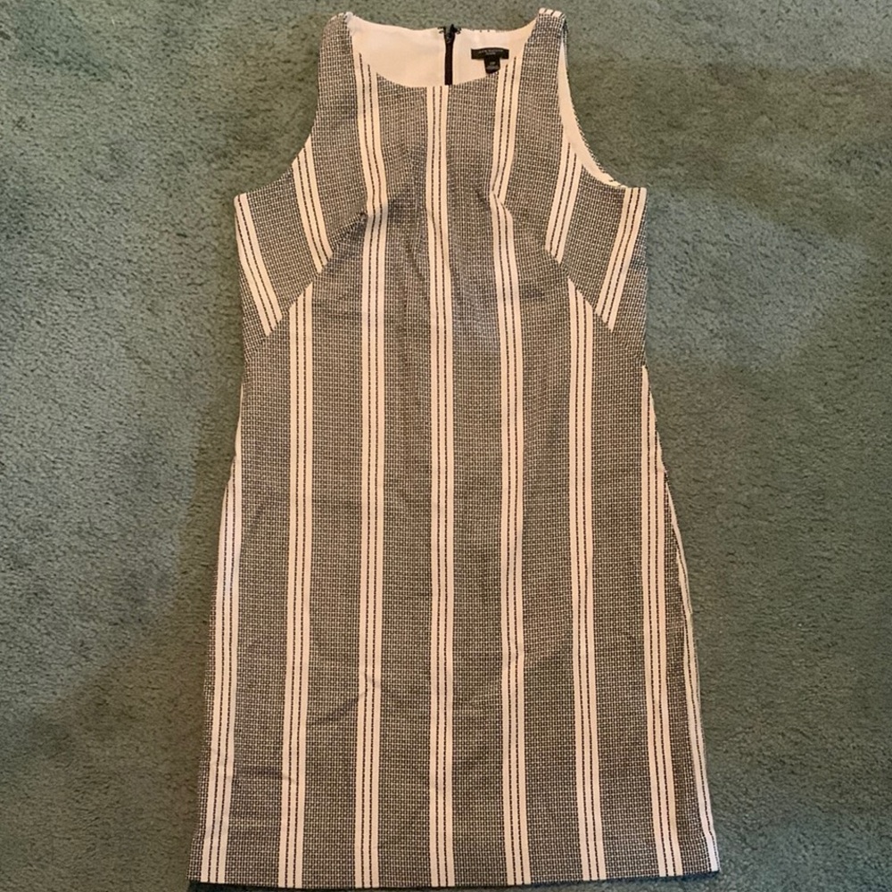 Ann Taylor Black and White Striped Sheath Dress